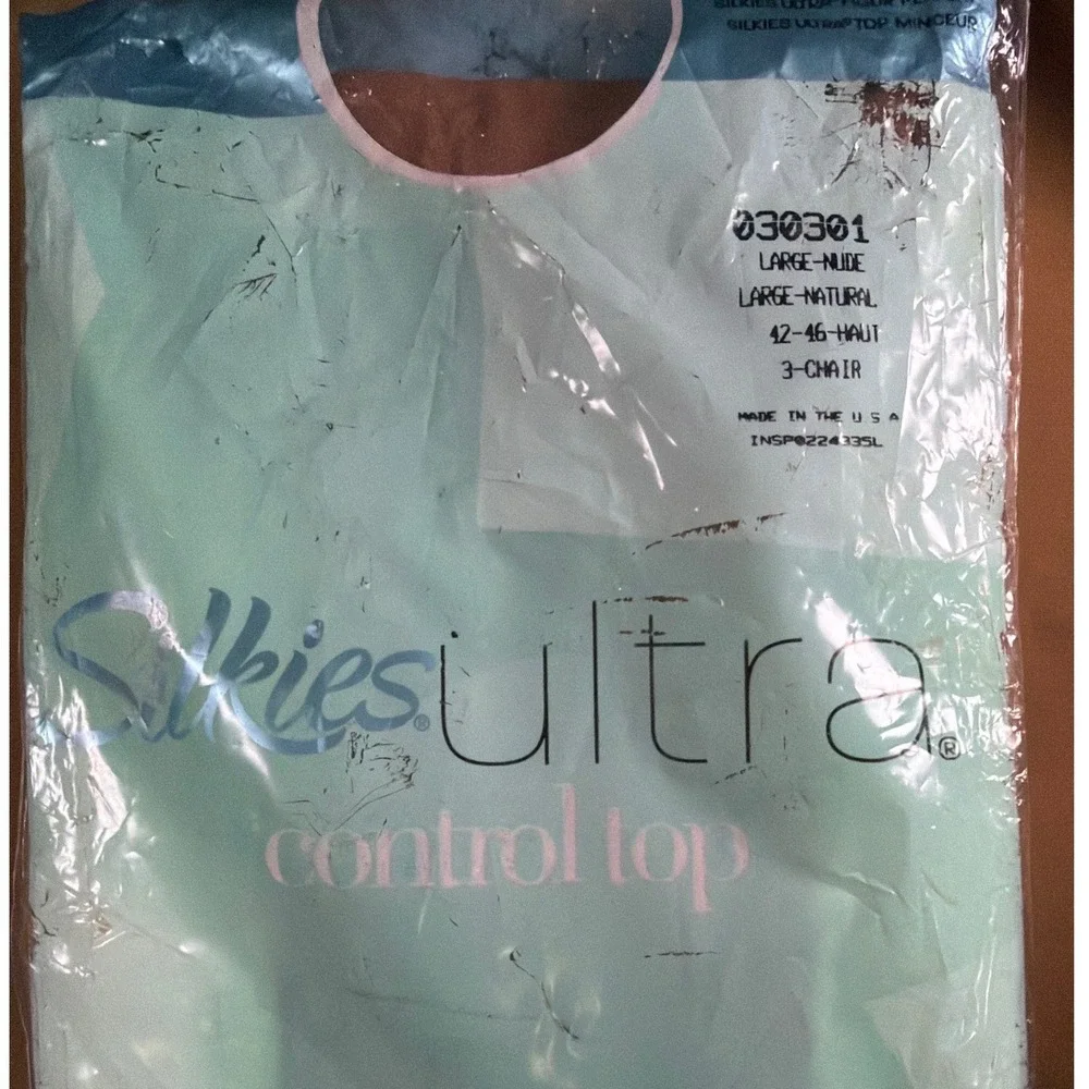 Silkies Ultra Control Top Pantyhose Women Lg. Nude Sheer Nylon Shapewear Tights